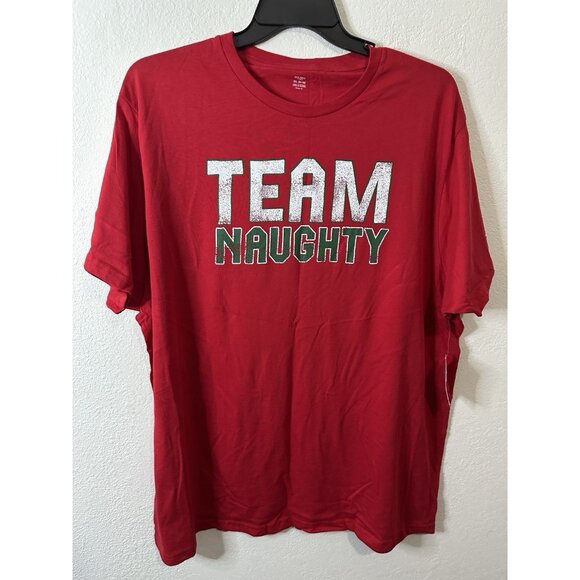 Holiday Time Women’s Red Team Naughty Christmas Short Sleeve Shirt Size 3XL - Picture 1 of 9